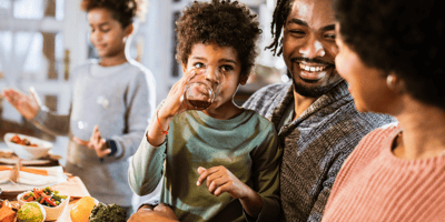 A family enjoys a meal together