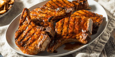 grilled, marinated pork chops